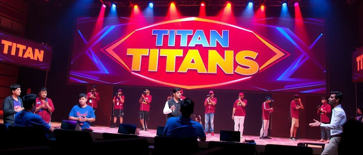 Titan Titans National Championship Titan Titans national tournament finals with professional Indian gamers competing on stage