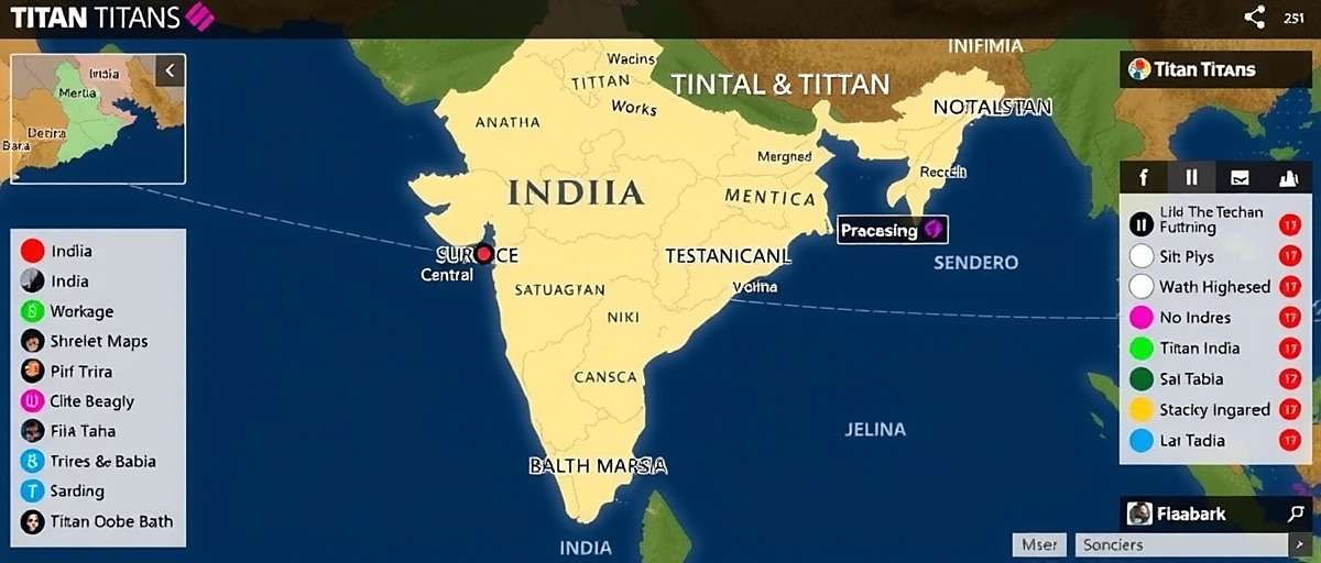 Titan Titans Download Distribution in India Map of India highlighting Titan Titans download hotspots across different states